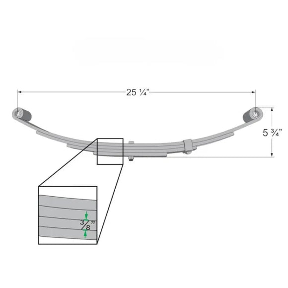 Trailer leaf spring with measurement diagram representing the trailer suspension category