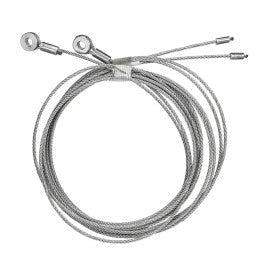 Coiled trailer ramp door cables with eyelet ends