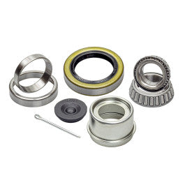 Trailer bearing kit with inner and outer bearings, races and grease seal