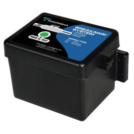 Black breakaway kit battery box with push-to-test label
