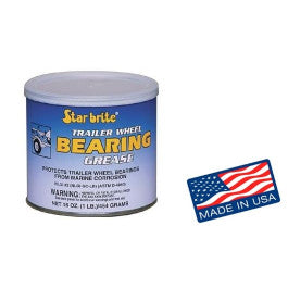 Blue can of trailer wheel bearing grease with Made in USA flag sticker