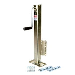 Square tube trailer jack with sidewind handle