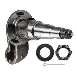 Steel trailer spindle with lube fitting and brake flange